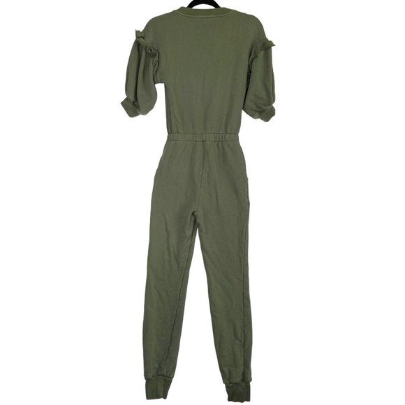 SOMETHING NAVY Olive Green Ruffle Sleeve Henley Jumpsuit‎ Size XXS - Picture 10 of 10